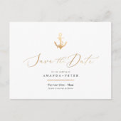 Faux Gold Anchor, Nautical Save the Date Briefkaart (Voorkant)