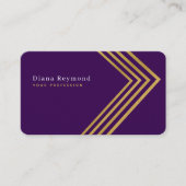 Faux Gold Angle Stripes Modern Paarse Visitekaartje (Voorkant)