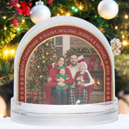 Faux Gold Arch Christmas Family Photo Burgundy   Sneeuwbol
