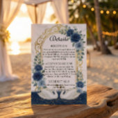 Faux Gold Arch & Marble Navy Blue Floral Informatiekaartje