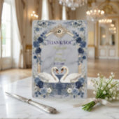 Faux Gold Arch Navy Blue Swan Marble Effect Bedankkaart