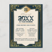 Faux Gold Art Deco 15 Jaar High School Reunion Briefkaart (Voorkant)