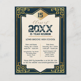 Faux Gold Art Deco 15 Jaar High School Reunion Briefkaart