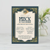 Faux Gold Art Deco 35 Jaar High School Reunion Kaart (Staand voorkant)