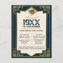 Faux Gold Art Deco 45 Jaar High School Reunion Briefkaart