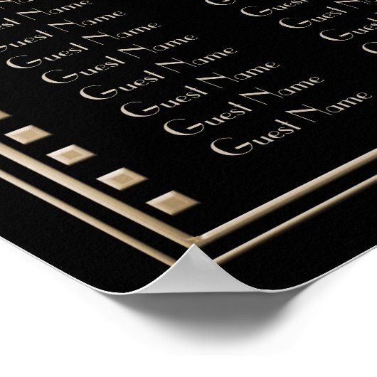 Faux Gold Art Deco Gatsby Wedding Seding Chart Poster (Hoek)