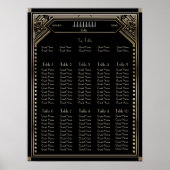 Faux Gold Art Deco Gatsby Wedding Seding Chart Poster (Voorkant)