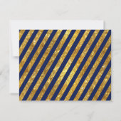 Faux Gold Art Deco Navy Blue Striped RSVP Response (Achterkant)
