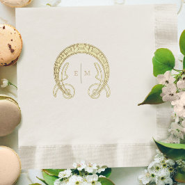 Faux Gold Art Nouveau Mucha Monogram Initiaal Tabe Servet