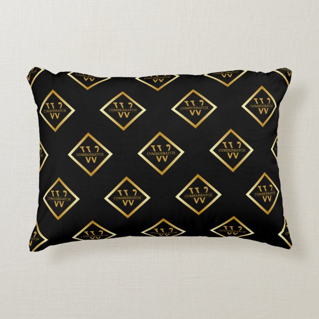 Faux Gold Axis Monogram – Black & Gold Accent Kussen (Voorkant)