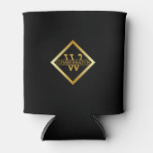 Faux Gold Axis Monogram – Black & Gold Blikjeskoeler (Voorkant)