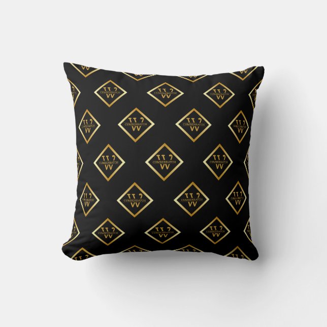Faux Gold Axis Monogram – Black & Gold Kussen (Voorkant)
