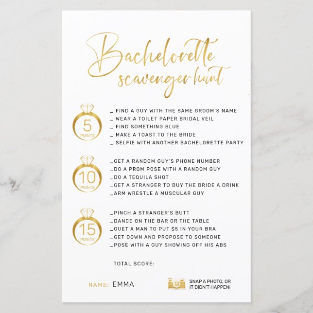  Faux Gold Bachelorette Scavenger (Voorkant)
