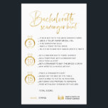 Faux Gold Bachelorette Scavenger<br><div class="desc">Prachtige,  aanpasbare Bachelorette Scavenger Hunt Game! Je kunt het personaliseren met je games,  de punten en de naam van de bruid.</div>
