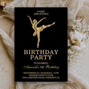 Faux Gold Ballet Girl Ballerina Verjaardagsfeest Kaart