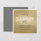 Faux Gold Bat Mitzvah Uitnodiging (Voorkant / Achterkant)