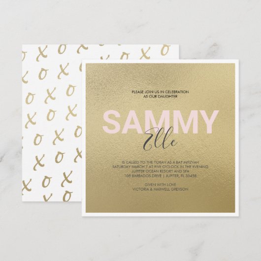 Faux Gold Bat Mitzvah xoxo (Voorkant / Achterkant)
