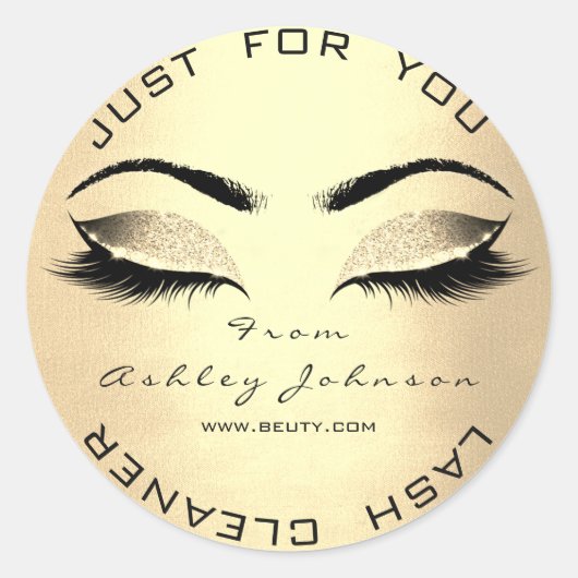 faux Gold Beauty Salon Glitter Eyes Lash Cleaner Ronde Sticker (Voorkant)