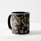 Faux Gold Beetles Flowers Leaves Cherry Fruits Mok (Voorkant links)