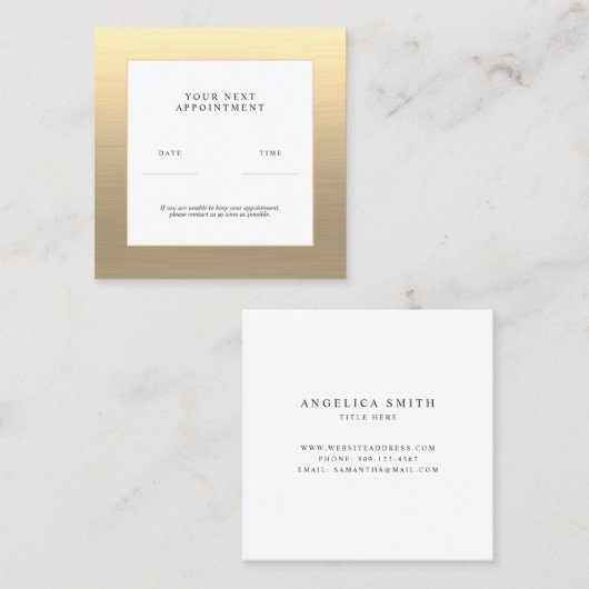 Faux Gold-benoemingskaart Vierkante Visitekaartje (Voorkant / Achterkant)