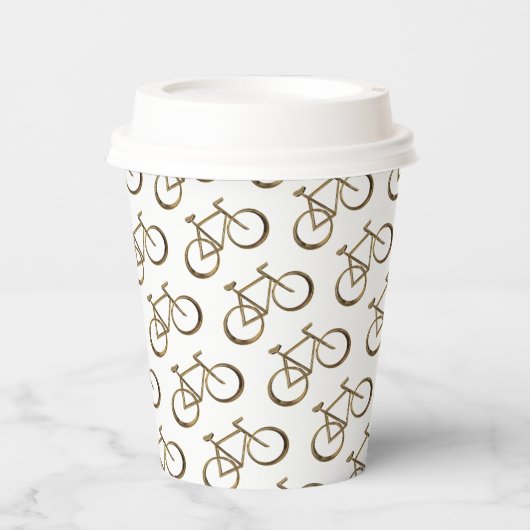 Faux Gold Bike Pattern Fietscyclus Papieren Bekers (Voorkant)
