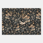 Faux Gold Bird Beetles Flowers Cherry Fruits Inpakpapier Vel (Voorkant 2)