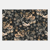 Faux Gold Birds Beetles Flowers Cherry Fruits Inpakpapier Vel (Voorkant 3)