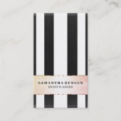 Faux Gold Black and White Stripes Vertical Visitekaartje (Voorkant)