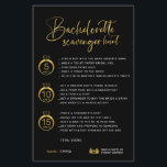 Faux Gold Black Bachelorette Hunt<br><div class="desc">Prachtige,  aanpasbare Bachelorette Scavenger Hunt Game! Je kunt het personaliseren met je games,  de punten en de naam van de bruid.</div>