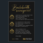 Faux Gold Black Bachelorette Hunt<br><div class="desc">Prachtige,  aanpasbare Bachelorette Scavenger Hunt Game! Je kunt het personaliseren met je games,  de punten en de naam van de bruid.</div>