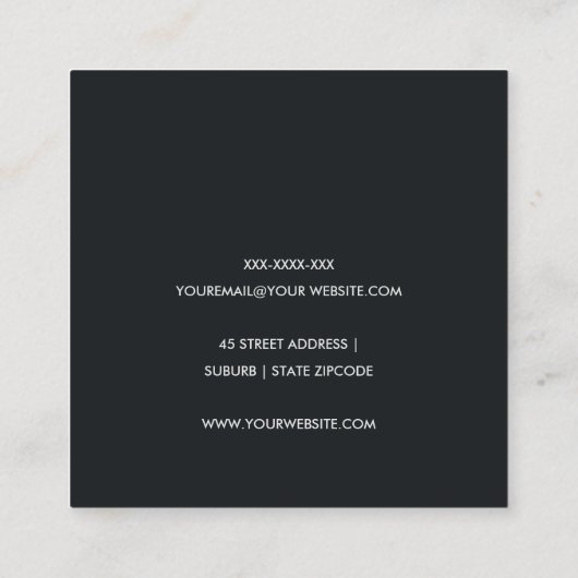 FAUX GOLD BLACK BRUSH STROKE CALLIGRAPHY MONOGRAM VIERKANTE VISITEKAARTJE (Achterkant)