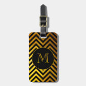 Faux Gold Black Chevron Pattern - aangepast monogr Bagagelabel (Voorkant verticaal)