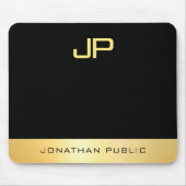 Faux Gold Black Elegant Monogramed Sjabloon Muismat (Voorkant)