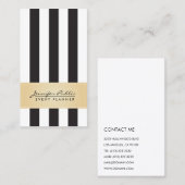 Faux Gold Black en White Stripe Event Planner Visitekaartje (Voorkant / Achterkant)