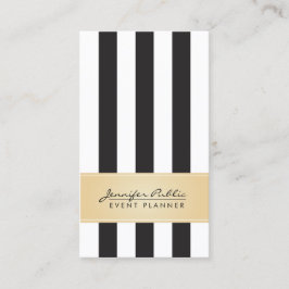 Faux Gold Black en White Stripe Event Planner Visitekaartje