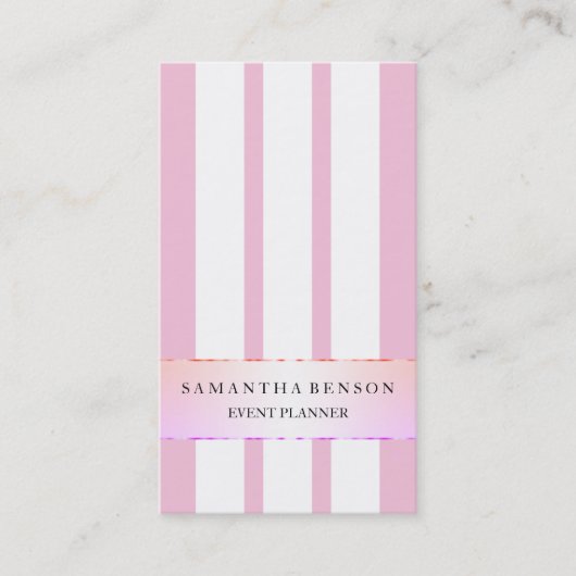 Faux Gold Black en White Stripes - Verticaal Visitekaartje (Voorkant)