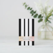 Faux Gold Black en White Stripes - Verticaal Visitekaartje (Staand voorkant)