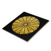  Faux Gold Black Kiku Chrysanthemum Mon Tegeltje (Zijkant)
