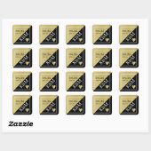 faux gold & black , kom bij ons bruiloft modern vierkante sticker (Vel)