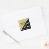 faux gold & black , kom bij ons bruiloft modern vierkante sticker (Envelop)