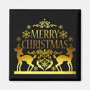 Faux Gold Black Merry kerst Magnet