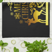 Faux Gold Black Merry-kerstkeukenhanddoeken Theedoek (Gevouwen)