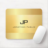 Faux Gold Black Modern Elegant Monogram Sjabloon Muismat (Met muis)