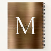 Faux Gold Black Monogram Script Brushed Metal Foli Notitieboek (Achterkant)
