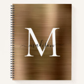 Faux Gold Black Monogram Script Brushed Metal Foli Notitieboek (Voorkant)