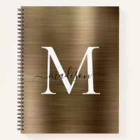 Faux Gold Black Monogram Script Brushed Metal Foli