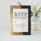 Faux Gold & Black Sterrennacht Brushstrokes RSVP (Staand voorkant)