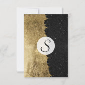Faux Gold & Black Sterrennacht Brushstrokes RSVP (Achterkant)