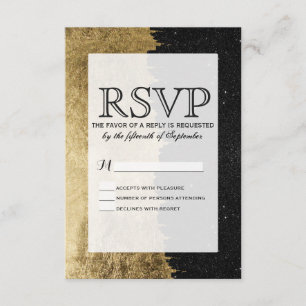 Faux Gold & Black Sterrennacht Brushstrokes RSVP Kaartje