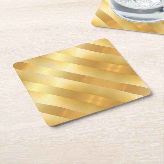 Faux Gold Blank Moderne Glamoureuze Sjabloon Kartonnen Onderzetters (Schuin)